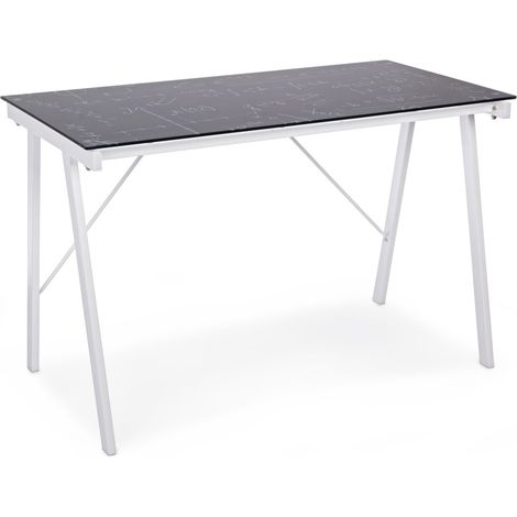 Scrivania moderna "Young" porta pc da ufficio e cameretta in vetro 113 cm -Smoke (1/5)