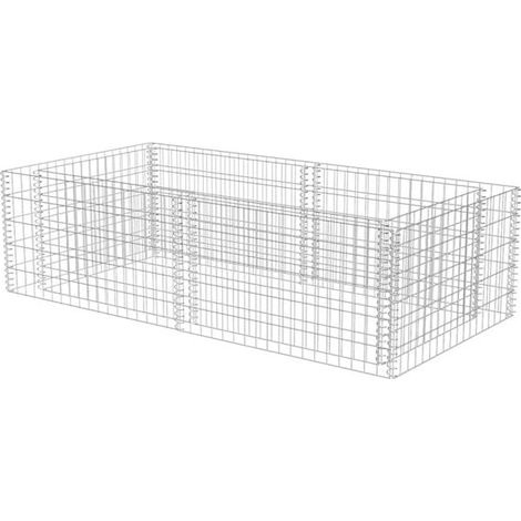 Pot de fleurs en gabion, en acier galvanisé, 180 x 90 x 50 cm