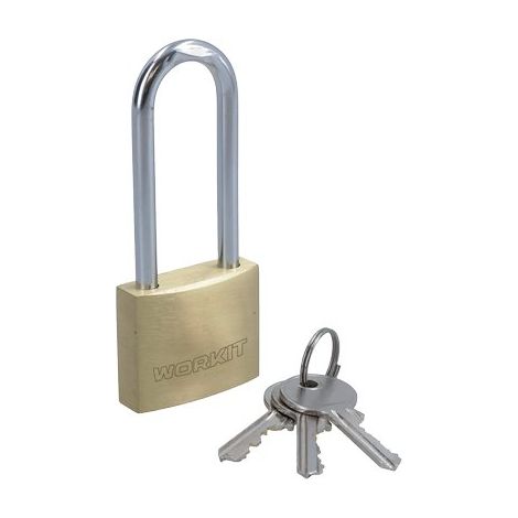 LUCCHETTO ARCO LUNGO WORKIT - OTTONE ARCO CROMATO CHIAVI 3 MM 30X48- 6 pezzi