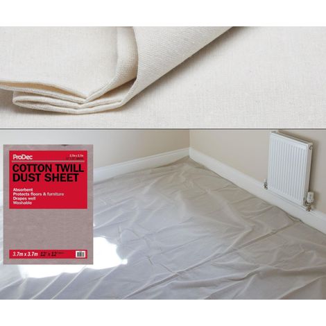 ProDec 12ft x 12ft Foglio per la polvere di cotone per la decorazione, protezione per tappeti - panno lavabile, schermo per la pittura, fogli per la pittura, fogli per la polvere per mobili (1/5)