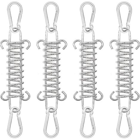 Tendeur voile d'ombrage – Lot de 4 ressorts de tension inoxydables – 8 mousquetons – Haute résistance pour vent fort – Installation rapide (1/5)