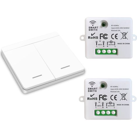Interrupteur Sans Fil pour Lampe,Contrôleur RF 10A, Sécurisé et Facile à Installer, Compatible Jusqu'à 1500W,OUYLAF (1/5)