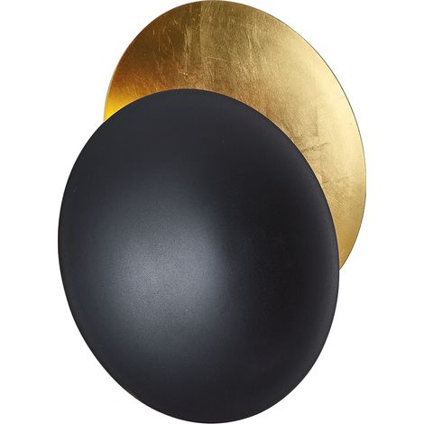 QAZQA Applique murale moderne noire et dorée 34,5 cm 2 lumières -