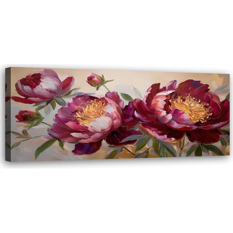 Tableau déco Pivoines Fleurs Rouge Nature 90x30 (1/5)