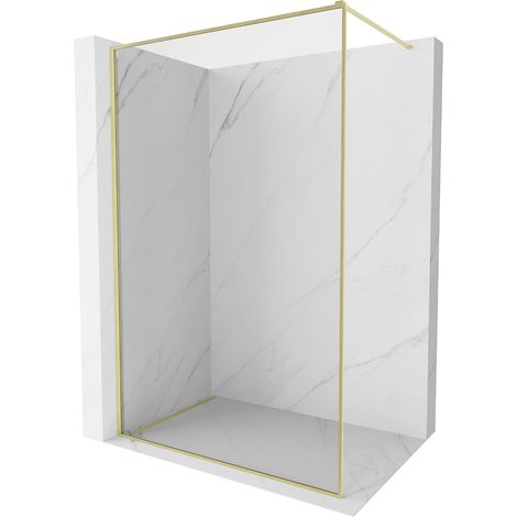 Mexen Kioto-F Duschwand Walk-in mit Rahmen 90 x 202 cm, transparent 8 mm, gold gebürstet - 800-090-104-55-00 (1/5)