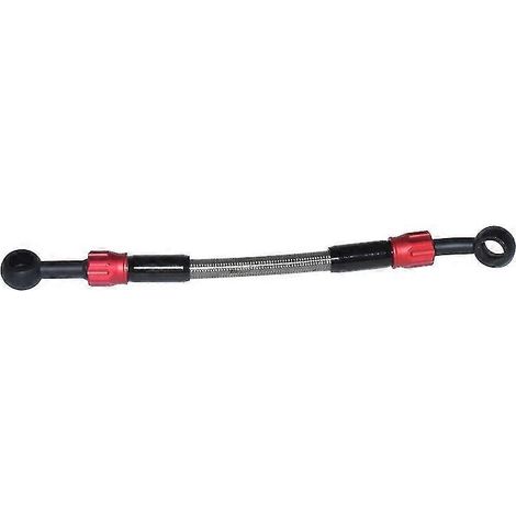 Durite de frein universelle 18 cm pour moto, renforcée hydrauliquement en acier inoxydable tressé, compatible quad, dirt bike, pit bike. Disponible en 4 couleurs, dont rouge. (1/5)