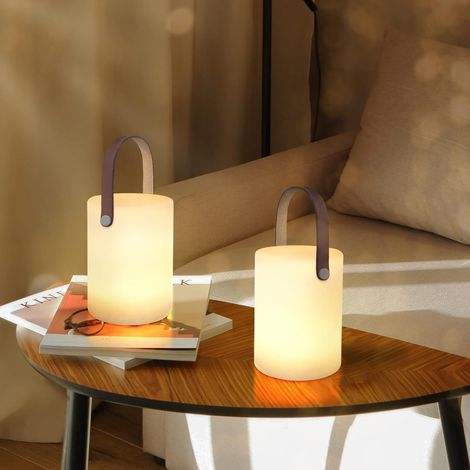 QAZQA Lampe de table LED extérieur avec Télécommande Blanc chaud 8 couleurs Intensité variable Lampe de Table sans fil étanche Décoration idéale pour votre maison et jardin Table à manger d'hôtel-ROND