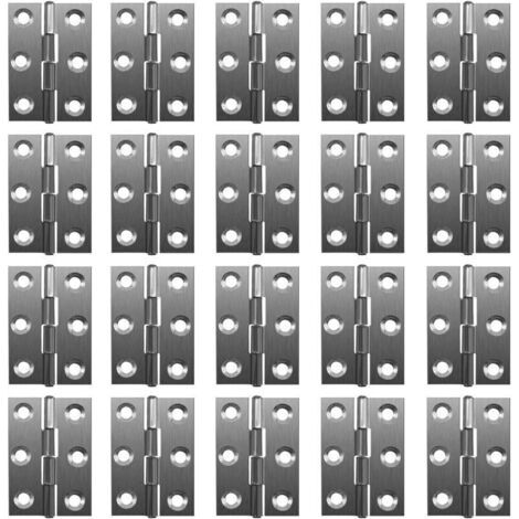 Lot de 20 charnières pliables à 180 degrés - En acier inoxydable - 20 mm - Avec 6 trous de montage - Charnières robustes (1/4)