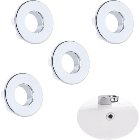 4 Pcs Trou Rond De Trop-Plein Couvercle De Trop-Plein pour éViers Anneaux De DéBordement Couvercle De Trop-Plein De Lavabo DéBordement D'éVier Anneau D'éVier pour Lavabo Salle De Bain éVier