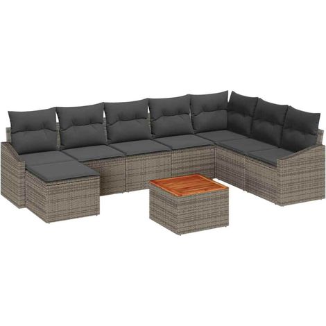 Set Divano da Giardino 9 pcs Grigio vidaXL (1/5)