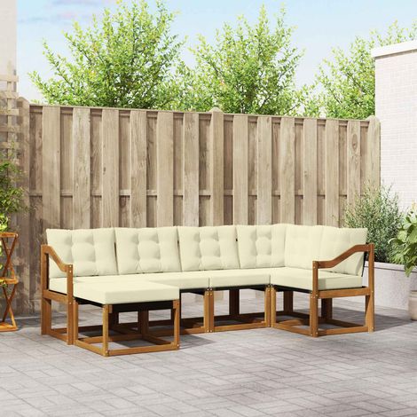 Outdoor-Sofagarnitur mit Kissen 6 pcs Natur und Creme (1/5)