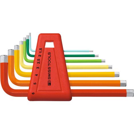 PB Swiss Tools Jeu de clés mâles coudées 6 pans revêtement par poudre, Nombre de tournevis: 7