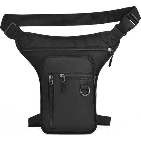 Sacoche de jambe tactique de qualité - Sac moto homme et femme avec 3 poches et double fermeture, sac à jambe unisexe à zip - Sac à dos moto pour vélo, randonnée et pêche - Pochette à outils (1/5)