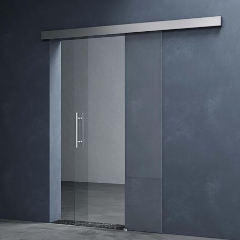 Mai & Mai Glasschiebetür komplettset Amalfi in Klarglas, Griffart: Stangengriff, BxH: 90x205cm, 15 mm Wandabstand, 8mm ESG-Sicherheitsglas