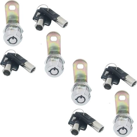 Serrure à came tubulaire pour armoire, finition chromée, clé identique, lot de 4, 19 x 12 mm (1/4)