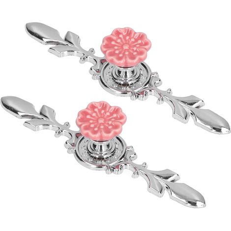 Lot de 2 poignées de tiroir, boutons de meuble en céramique avec plaque pour cuisine, salle de bain, bureau, décoration 1088D Magnolia (1/5)