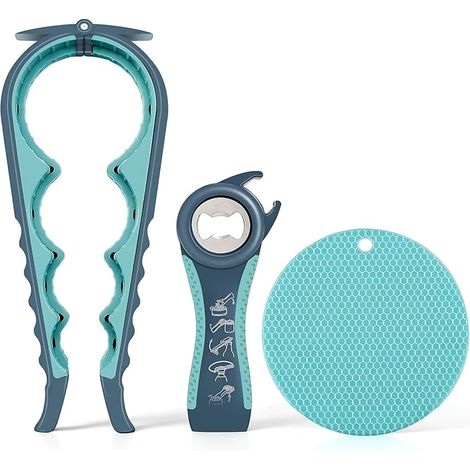 Ouvre-bocal pour mains faibles, personnes âgées souffrant d'arthrite, décapsuleur multifonction 5 en 1 pour mains arthritiques avec caoutchouc antidérapant