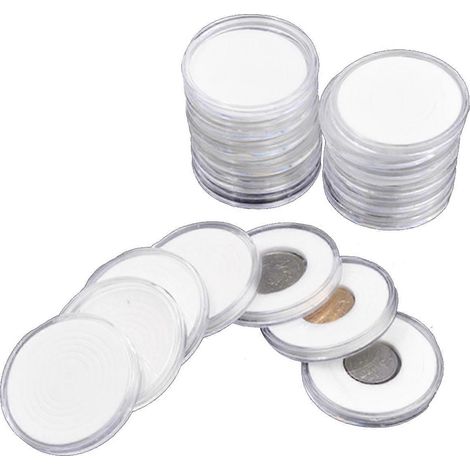 60 étuis à pièces de 46 mm, capsules, boîte de rangement en plastique (1/5)