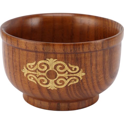 Reisschale aus Jujube-Holz, hitzebeständig, exquisit, elegant, runde Küchenschüssel aus Holz in Platingold (1/5)
