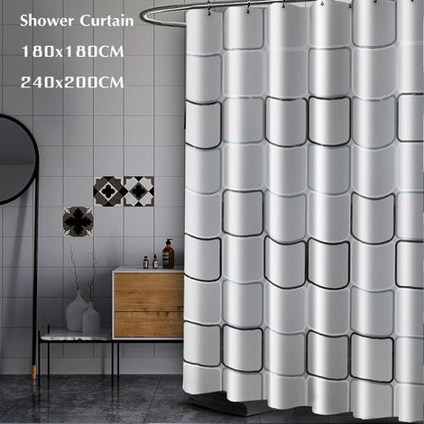240x200cm Waterproof PEVA Shower Curtain Bath Curtains Toilet Door Bathroom For Bathtub Bathing Home Decor with Hooks (1/3)