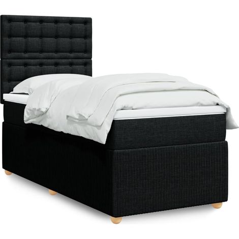 Lit simple - 100x200 cm, Sommier à lattes de lit avec matelas Noir Tissu WFE632313 Maison Chic (1/5)