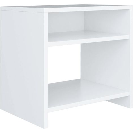 Table de chevet 2 étagères bois blanc Fefi (1/5)