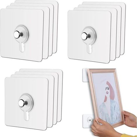 Attache Murale Sans Percer, Clous de Suspension Auto-adhésifs, Fixations pour Cadres, Accroche Tableau Adhésif (1/5)