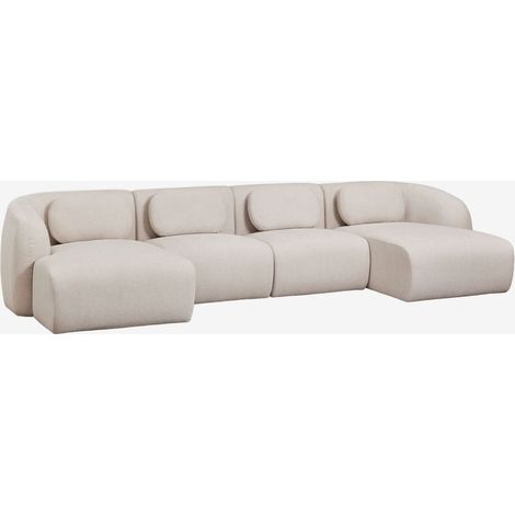 Sofá modular con doble chaise longue de 4 piezas en chenilla Coquette SKLUM       