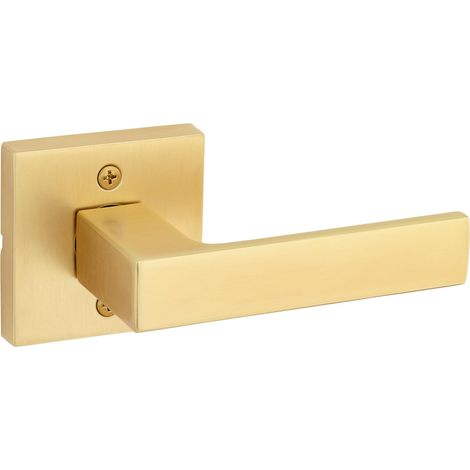 Poignée de porte factice, levier simple face pour placards, portes françaises doubles et garde-manger, laiton satiné, levier intérieur réversible (1/5)