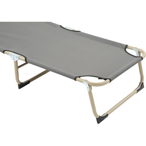 Lit pliant pour une personne, canapé-lit inclinable pour camping, bureau, pause déjeuner, extérieur, urgence, tube rond 56 cm, gris avec coussin respirant (1/5)
