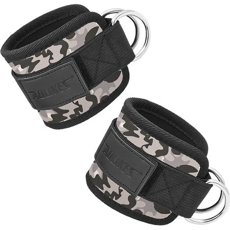 (1 paire, camouflage) Sangles de cheville et de poignet réglables et épaissies, adaptées aux appareils de musculation à câbles, idéales pour les exercices des fessiers. (1/5)