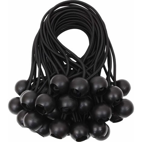 Ahlsen Planenspanner, Kugelspanner, elastischer Spanner, Gummispanner für Banner, Plane, Pavillon, Zelt, Vorhänge, Verlängerungsgurt, Planenstütze, weiß, 15 cm (schwarz, 40 Stück) (1/5)