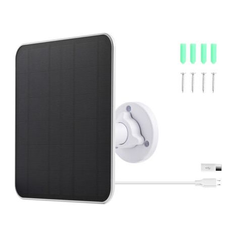 Panneau Solaire pour Caméra de Sécurité, Panneau Solaire USB 5W Compatible avec la caméra de Surveillance DC 5V Rechargeable, Panneau Solaire pour Caméra avec Câble de 3m
