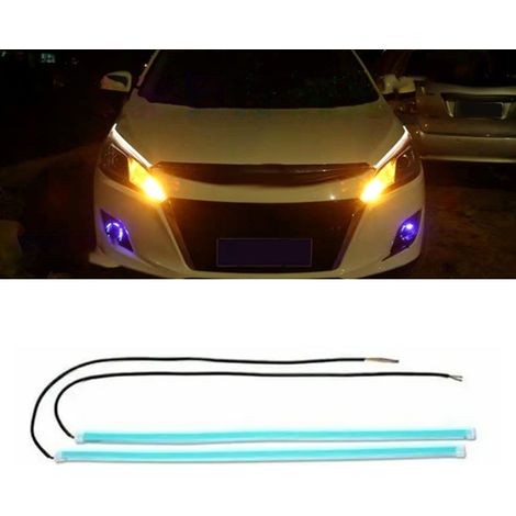 Bandeau LED flexible 30cm, séquentiel dynamique blanc/jaune, étanche, pour phare de voiture, tube lumineux de signalisation (1/5)