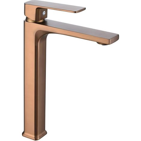 Brass alloy hot and cold water basin faucet, bathroom vanity, single-hole washbasin/washbasin splash-proof faucet - Rose Gold High Model