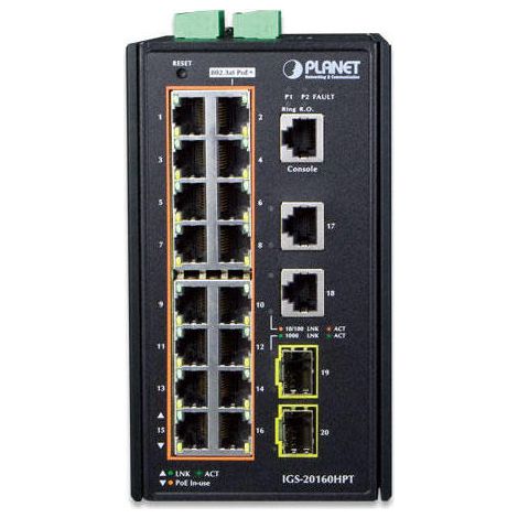 Conmutador PoE Gigabit gestionado PLANET IGS-20160HPT L2/L3