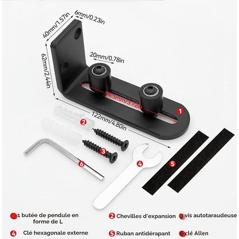 Adjustable Floor Guide Wall/Door Lower Guide for Sliding Wooden Doors, Black (1/4)