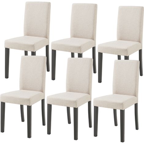 Conjunto de 6 sillas de comedor Hamburg 89x43x54 cm tela - Beige (1/5)