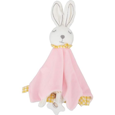Doudou Lapin Agneau en Peluche Doux Couverture de Sécurité Bébé Rose pour Filles et Garçons (1/5)