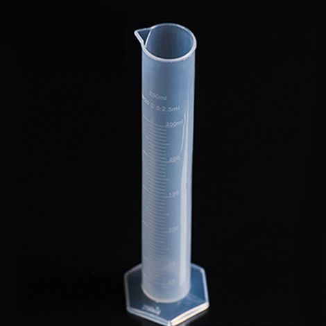 250 ml Messzylinder aus transparentem Kunststoff, großes Fassungsvermögen, gut ablesbare Skala, Messinstrument für Labor und Experimente. (1/5)