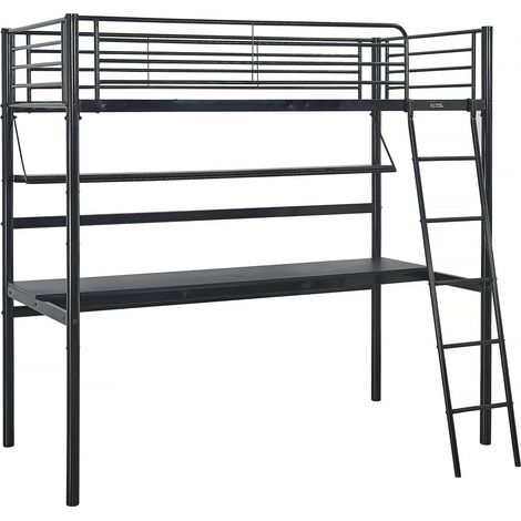 Cama mezzanine "Alona" - 90 x 190 cm - Negro