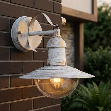 Lampada da parete a LED per esterni, lampada da balcone, stile vintage, bianco, acciaio, IP44, H 25,6 cm (1/5)