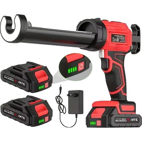 Elektrische Kartuschenpistole, vier Geschwindigkeitsstufen, kabelloser Betrieb, mit 2 Batterien (1/2)