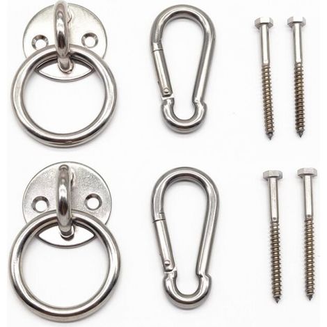 Kit de suspension pour hamac d’intérieur avec crochets mousquetons et vis en acier inoxydable
