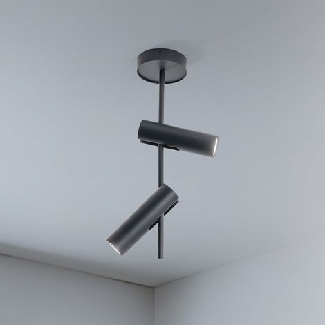 [GEBRAUCHT] B-Ware Deckenspot Leda 2 anthrazit LED Deckenlampe dimmbar Stahl Höhe 55cm 2-flammig (1/2)