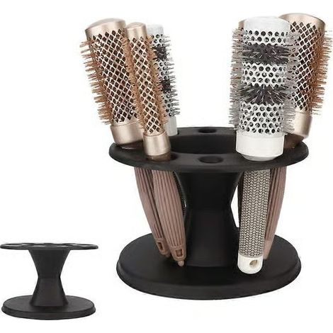 Organisateur de porte-brosses à cheveux, support à cheveux en plastique rond, support pour pinceaux de coiffure, accessoire étagère pour salon et maison (1/5)