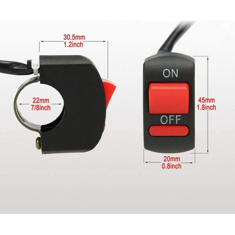 2 Stück Motorrad-Lenker-Wippschalter Ein/Aus-Druckknopfschalter Fahrrad-Motorrad-Tuningteil für U5 U7 U2 LED-Scheinwerfer Elektroroller (1/5)