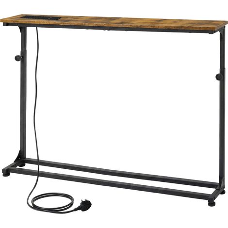 Levede Console Table Slim Height Adjustable with Outlets for Entryway Sofa Black (1/5)