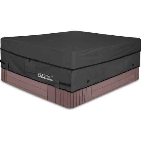 Couverture carrée imperméable en polyester 600D pour spa extérieur, 193 x 193 cm, noire (1/4)