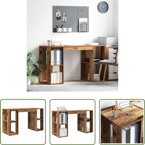 vidaXL Bureau de travail - Bureau Bois Ancien 130 x 50.5 x 75 cm Bois d'ingénierie (1/5)